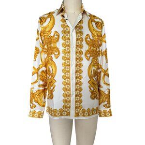 Versace Heritage Fit Baroque Twill Silk Men's Shirt, Size IT 46